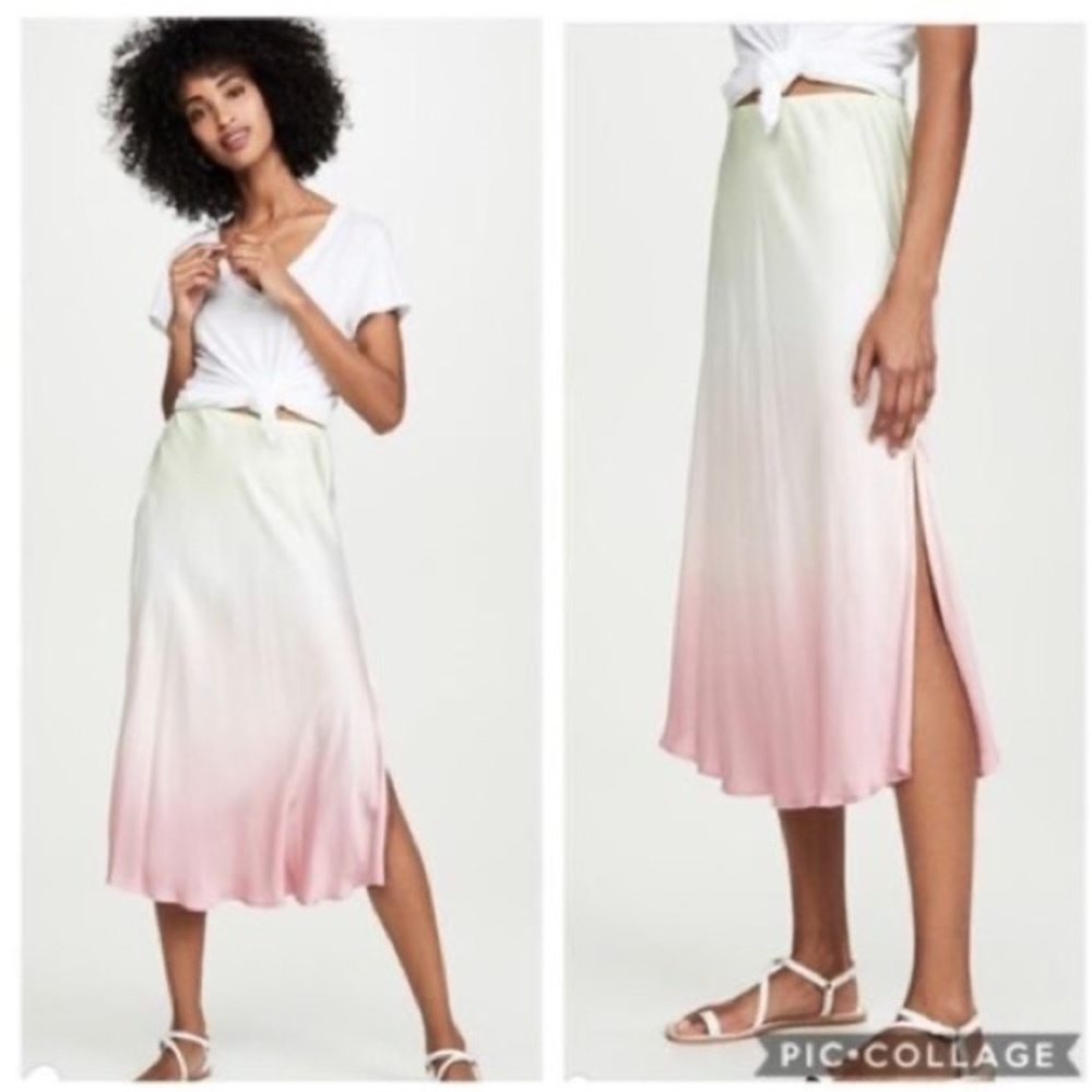 YFB Young Fabulous & Broke Felicity Ombré Satin Midi Skirt Sz S